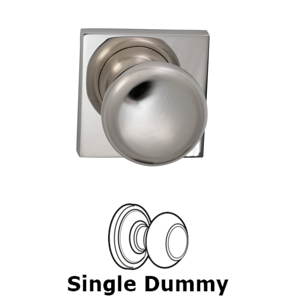 Omnia Hardware Single Dummy Colonial Knob with Square Rose in Polished Nickel Lacquered Plated, Lacquered