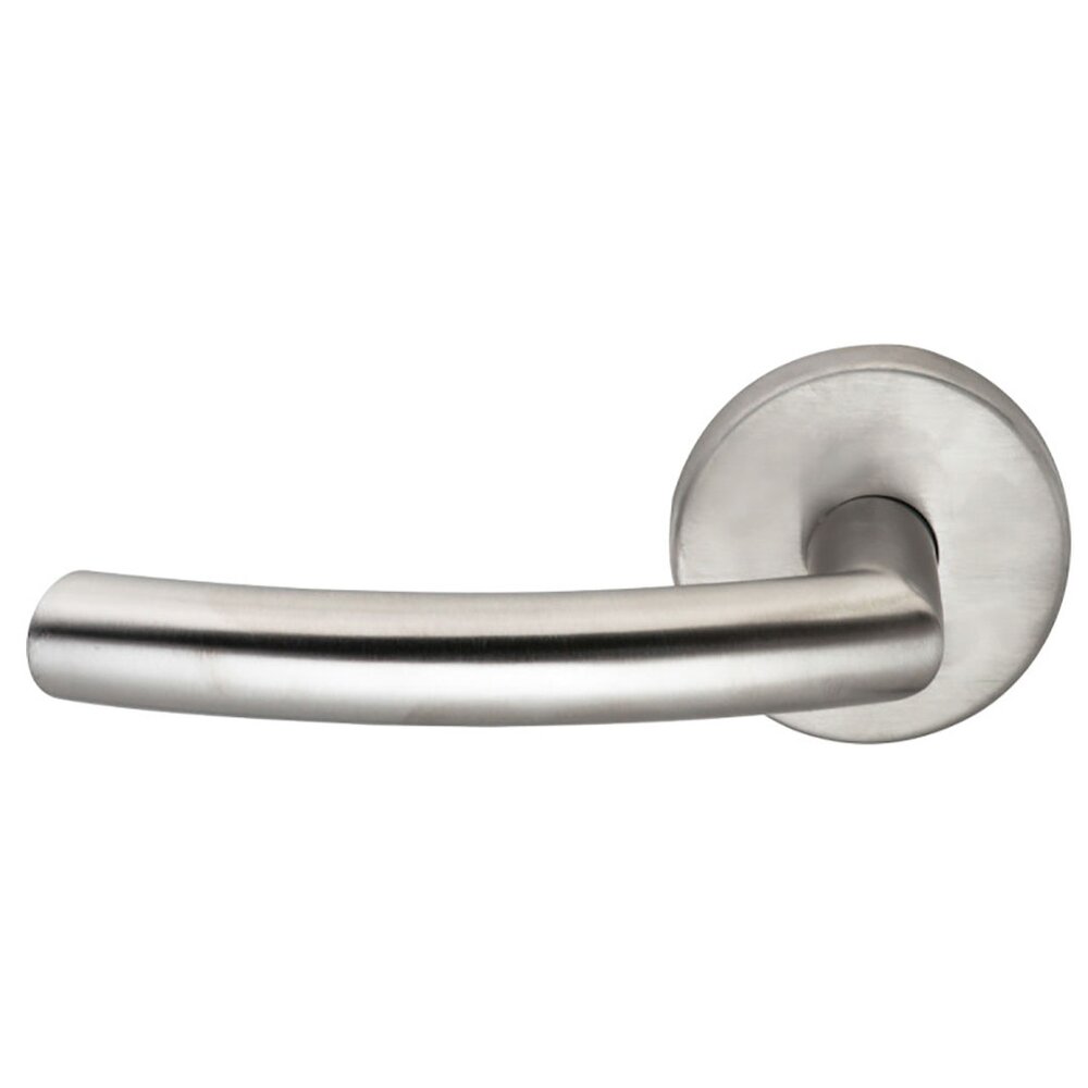 Omnia Hardware Passage Biscayne Left Handed Lever with Plain Rosette in Brushed Stainless Steel