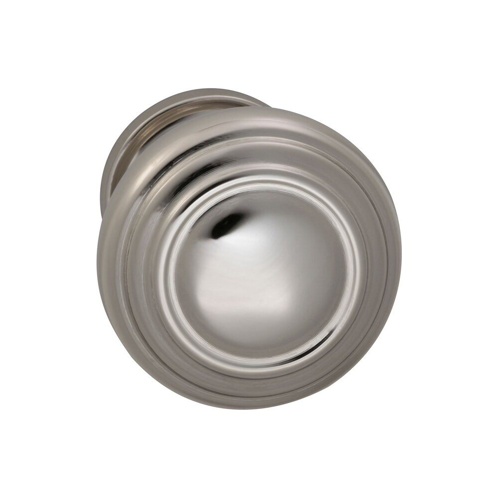 Omnia Hardware Passage Traditions Contoured Door Knob with Small Radial Rosette in Polished Nickel Lacquered
