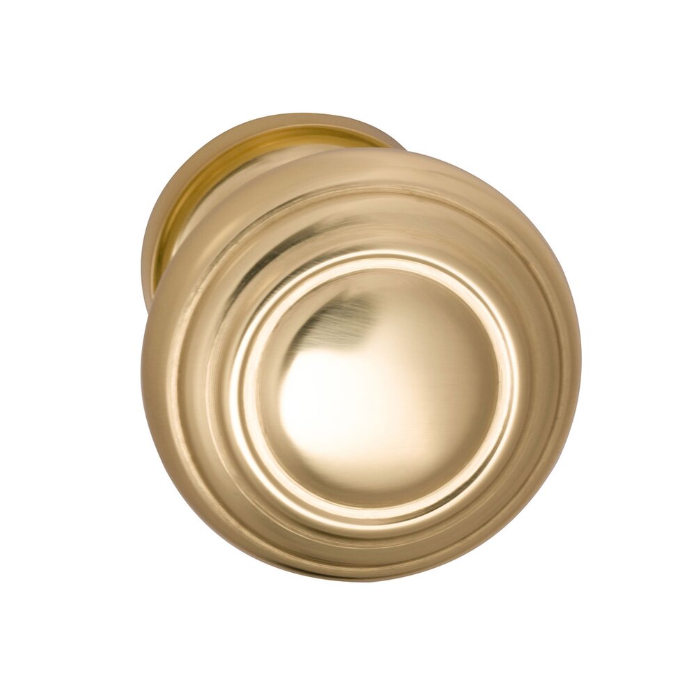 Omnia Hardware Passage Traditions Contoured Door Knob with Small Radial Rosette in Polished Brass Lacquered