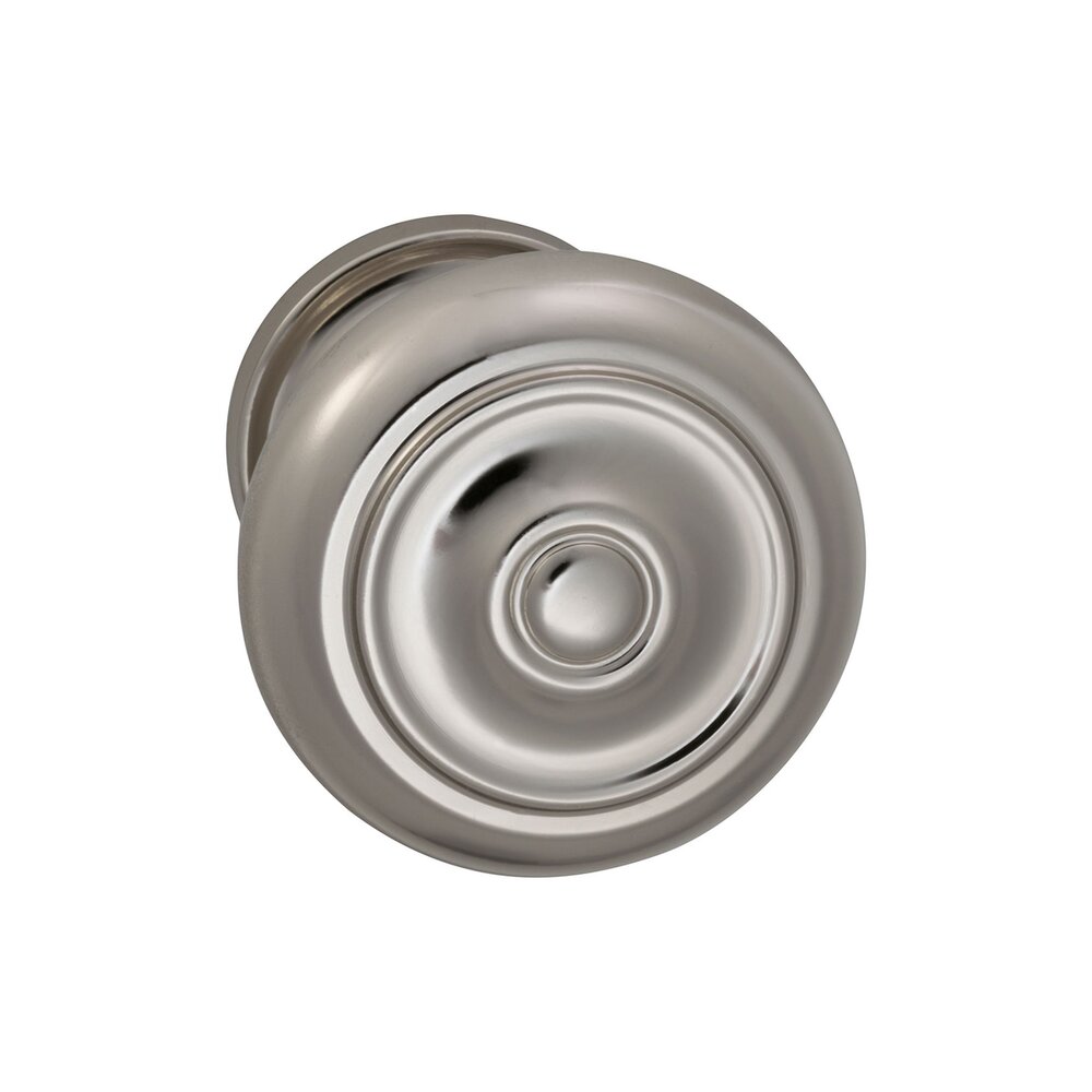Omnia Hardware Passage Traditions Classic Door Knob with Small Radial Rosette in Polished Nickel Lacquered
