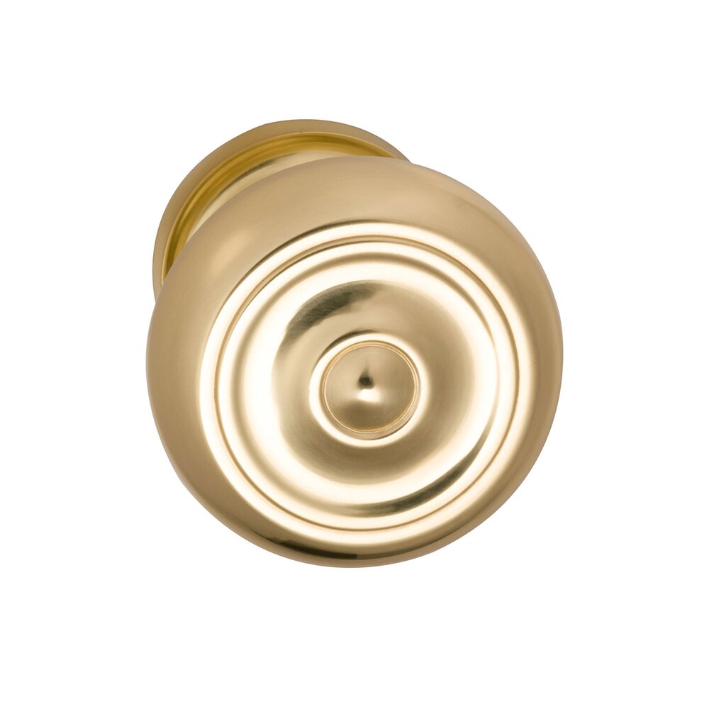 Omnia Hardware Passage Traditions Classic Door Knob with Small Radial Rosette in Polished Brass Unlacquered