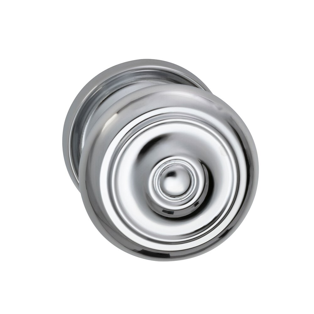 Omnia Hardware Passage Traditions Classic Door Knob with Medium Radial Rosette in Polished Chrome