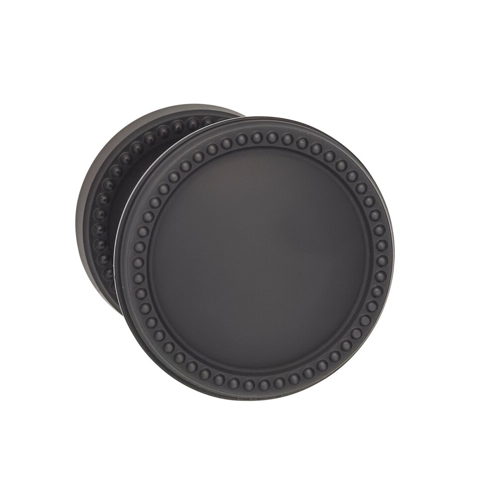 Omnia Hardware Passage Beaded Knob and Small Beaded Rose in Oil Rubbed Bronze Lacquered