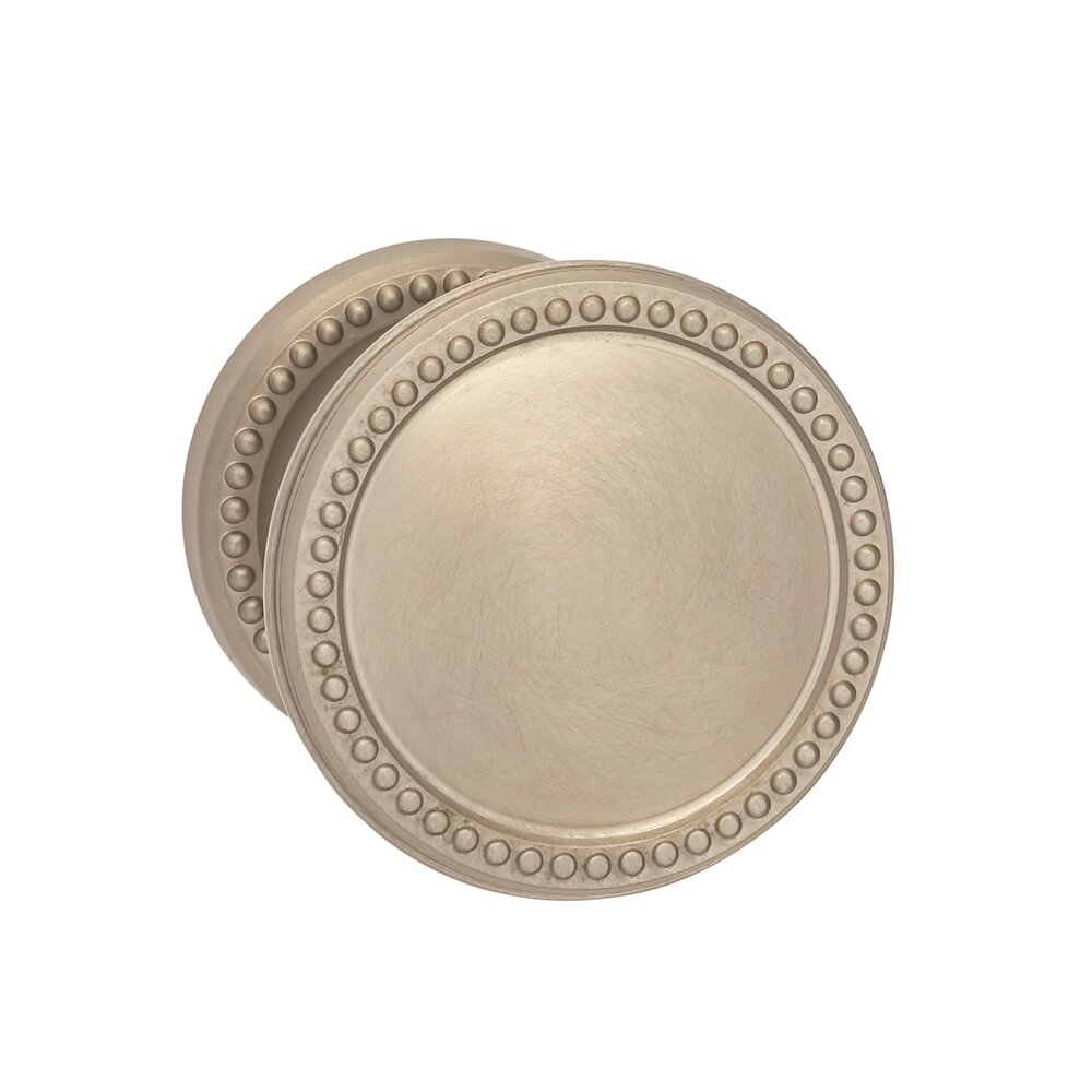 Omnia Hardware Privacy Beaded Knob and Small Beaded Rose in Satin Nickel Lacquered