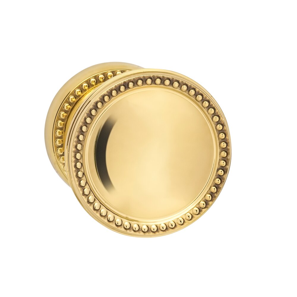 Omnia Hardware Privacy Beaded Knob and Small Beaded Rose in Polished Brass Unlacquered
