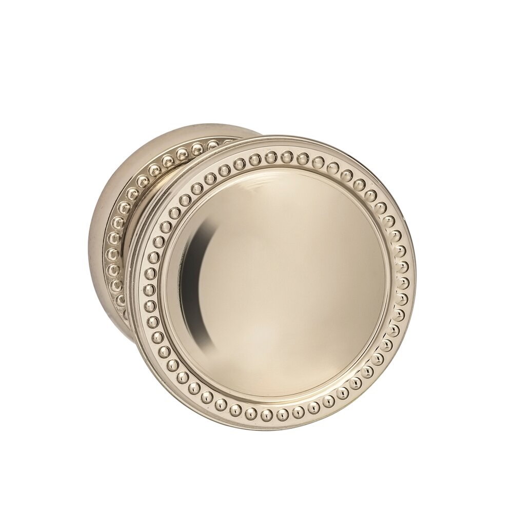 Omnia Hardware Passage Beaded Knob and Small Beaded Rose in Polished Polished Nickel Lacquered