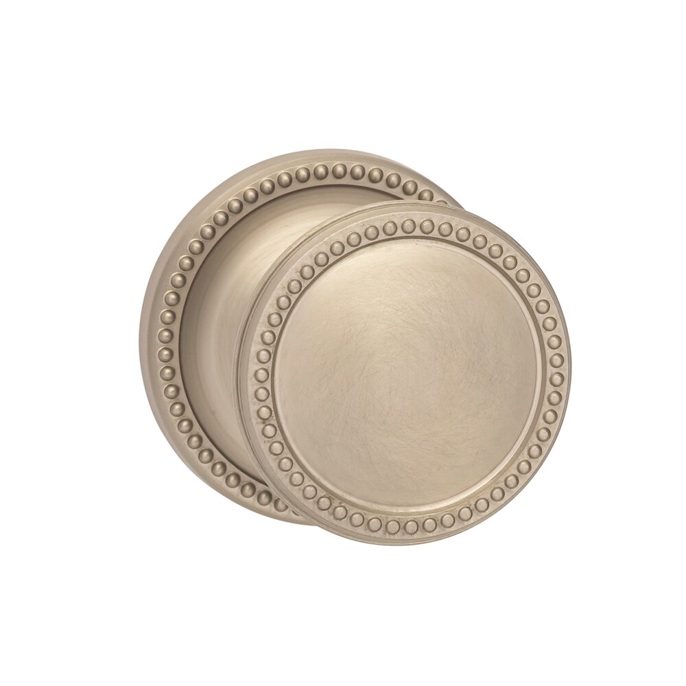 Omnia Hardware Privacy Beaded Knob Beaded Rose in Satin Nickel Lacquered