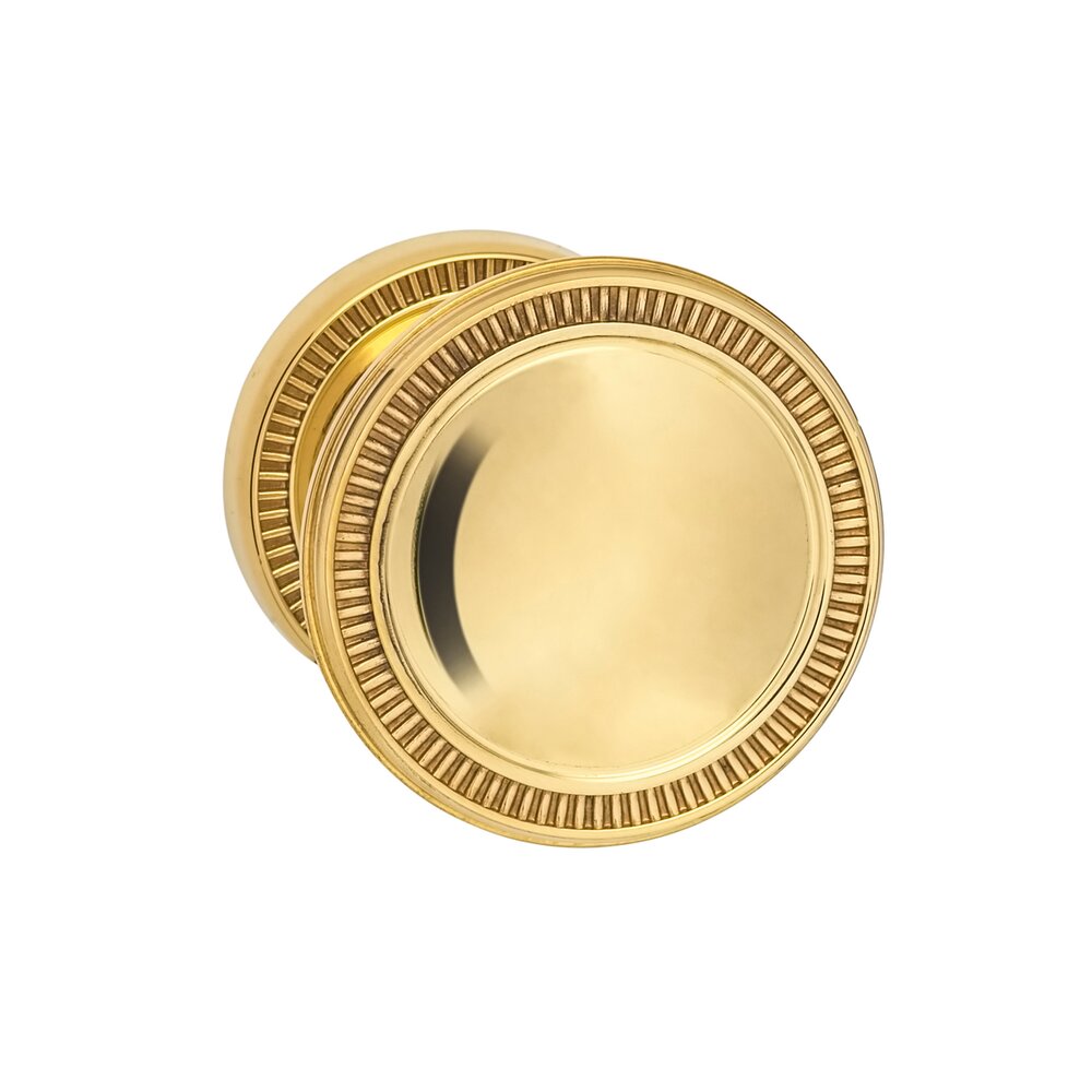 Omnia Hardware Single Dummy Milled Knob Small Milled Rose in Polished Brass Unlacquered
