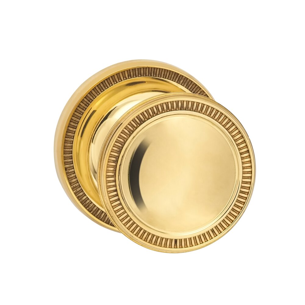 Omnia Hardware Passage Milled Knob Milled Rose in Polished Brass Unlacquered