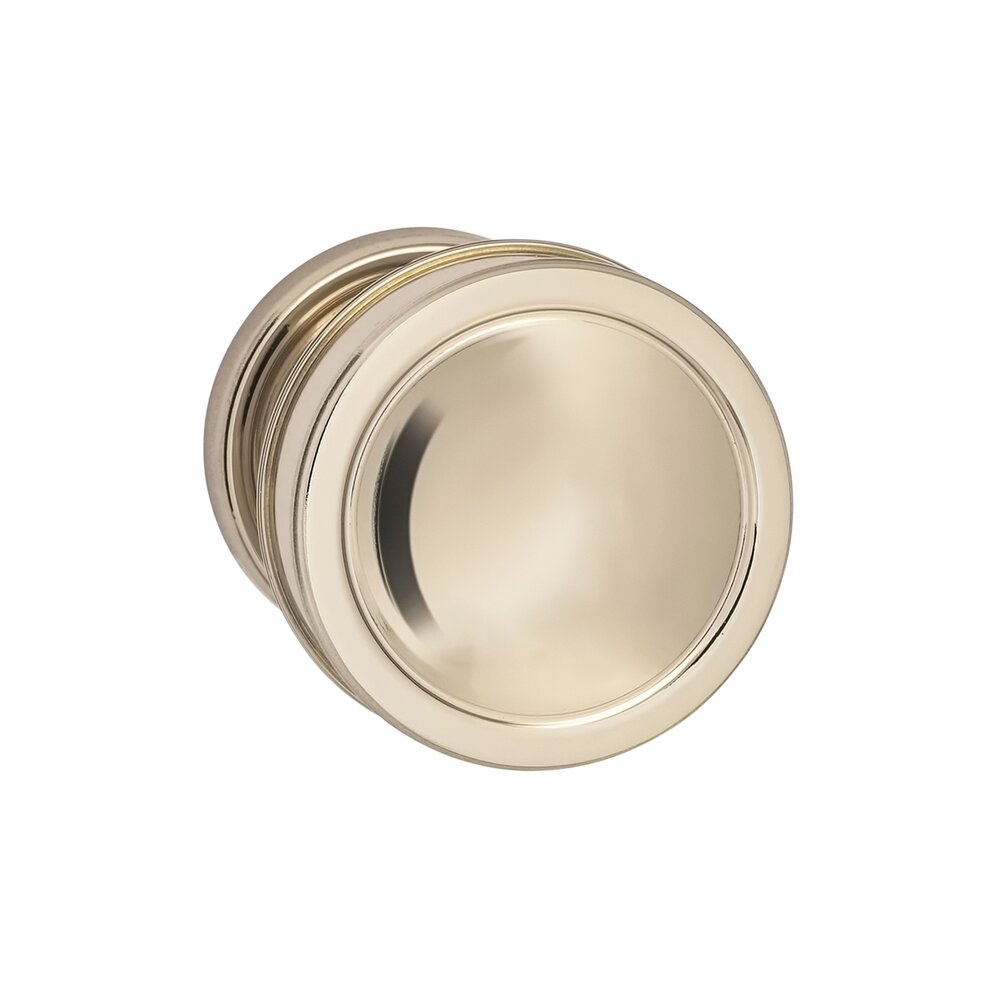 Omnia Hardware Passage Edged Knob and Small Edged Rose in Polished Polished Nickel Lacquered