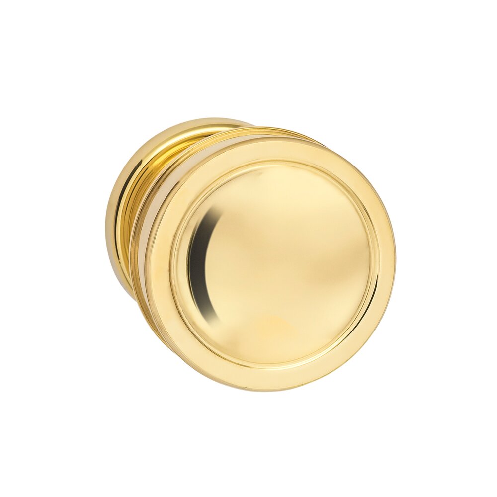 Omnia Hardware Passage Edged Knob and Small Edged Rose in Polished Brass Unlacquered