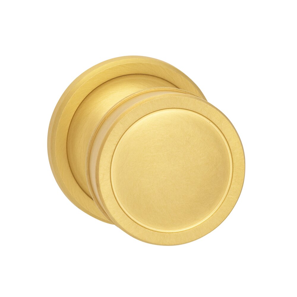 Omnia Hardware Passage Edged Knob Edged Rose in Satin Brass Lacquered