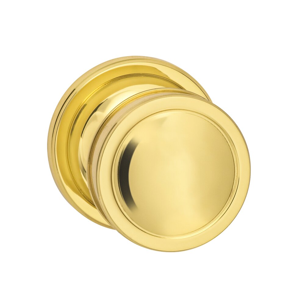 Omnia Hardware Passage Edged Knob Edged Rose in Polished Brass Lacquered