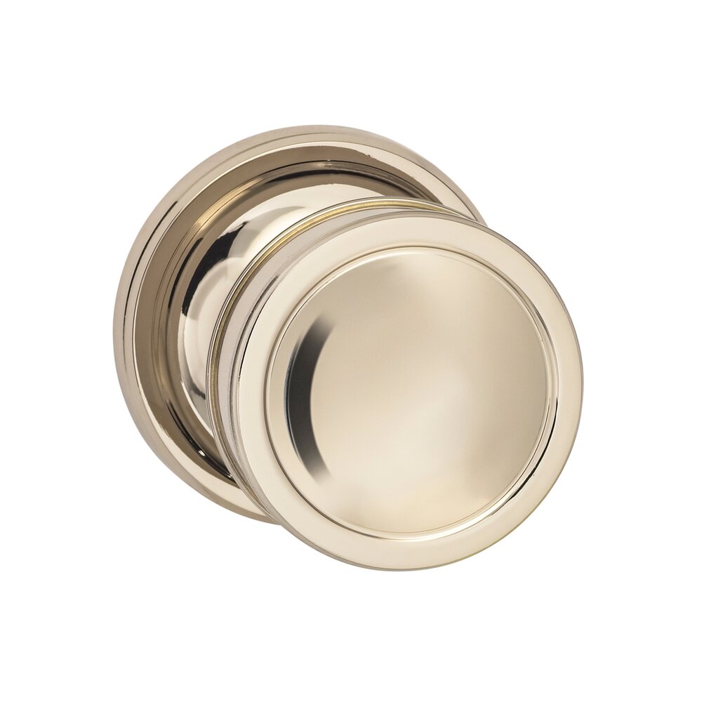 Omnia Hardware Passage Edged Knob Edged Rose in Polished Polished Nickel Lacquered