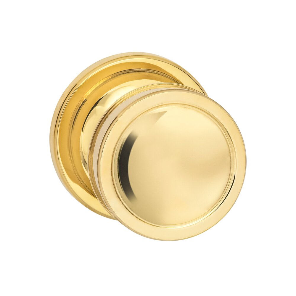 Omnia Hardware Privacy Edged Knob Edged Rose in Polished Brass Unlacquered