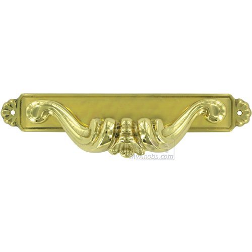 Omnia Hardware 7 3/4" Center Oversized Pull with Backplates in Polished Brass Lacquered