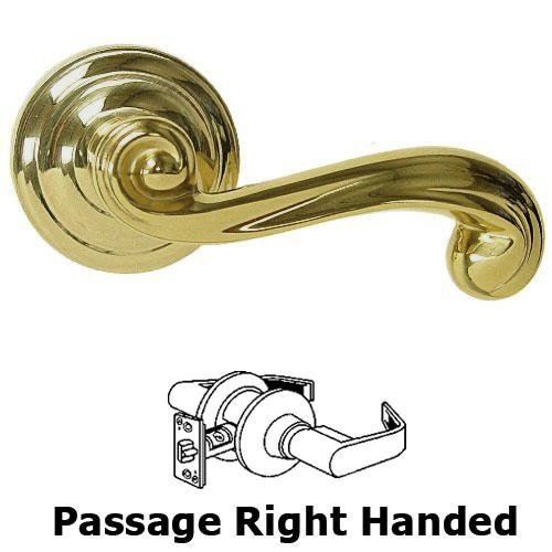 Omnia Hardware Passage Wave Right Handed Lever with Radial Rosette in Max Brass
