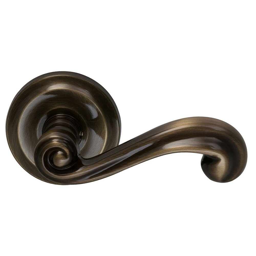 Omnia Hardware Privacy Wave Right Handed Lever with Radial Rosette in Shaded Bronze Lacquered