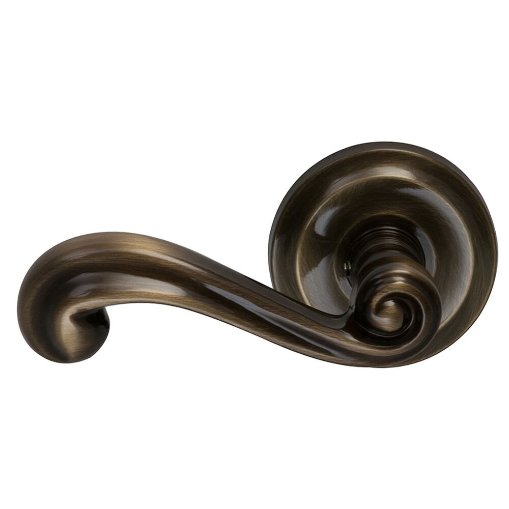 Omnia Hardware Passage Wave Left Handed Lever with Radial Rosette in Shaded Bronze Lacquered