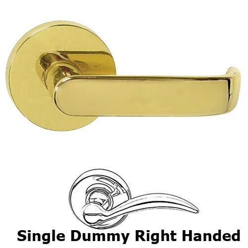 Omnia Hardware Single Dummy Macon Right Handed Lever with Plain Rosette in Polished Brass Lacquered