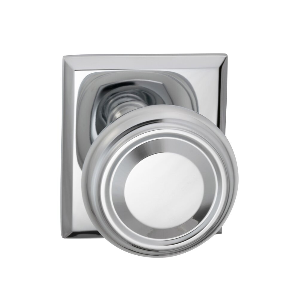 Omnia Hardware Double Dummy Traditional Knob with Rectangle Rose in Polished Chrome