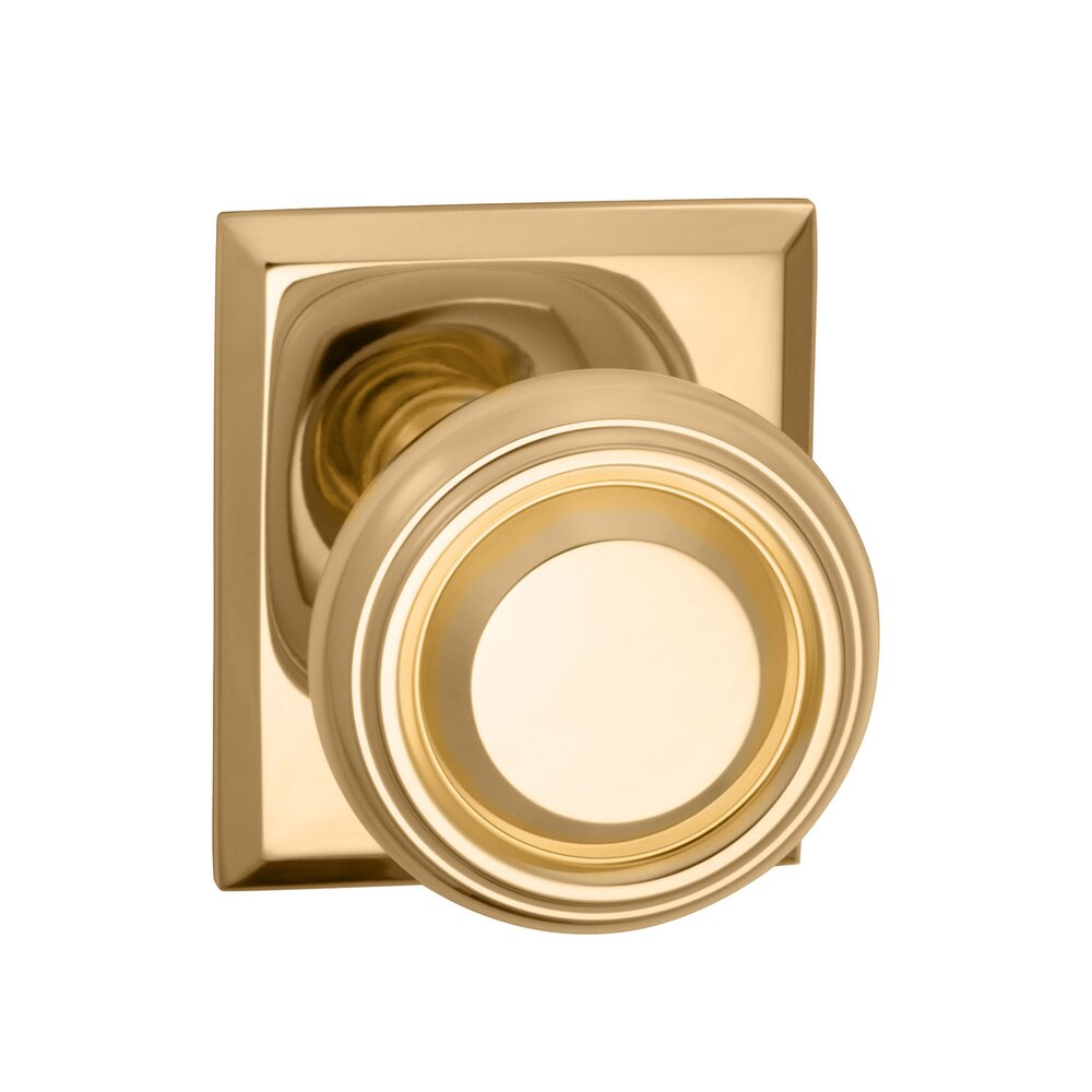 Omnia Hardware Double Dummy Traditional Knob with Rectangle Rose in Polished Brass Lacquered