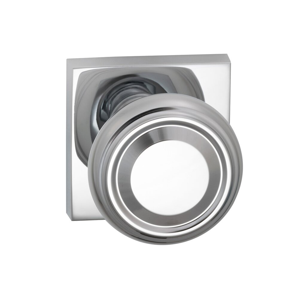 Omnia Hardware Passage Traditional Knob with Square Rose in Polished Chrome Plated