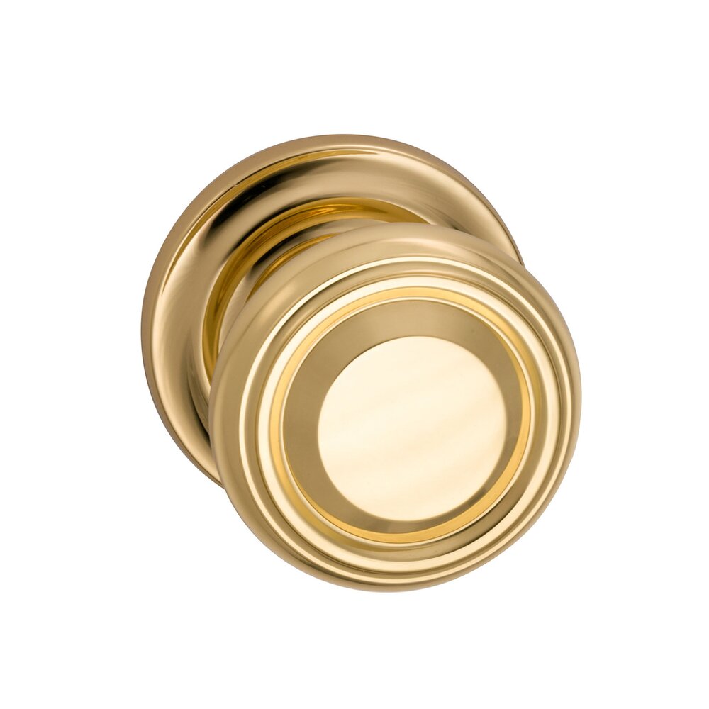 Omnia Hardware Single Dummy Traditional Knob with Traditional Rose in Polished Brass Unlacquered
