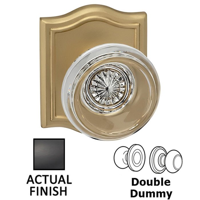 Omnia Hardware Double Dummy Traditional Glass Knob With Arched Rose in Oil Rubbed Bronze Lacquered