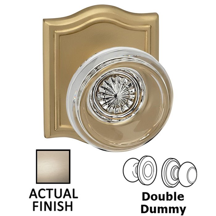 Omnia Hardware Double Dummy Traditional Glass Knob With Arched Rose in Satin Nickel Lacquered