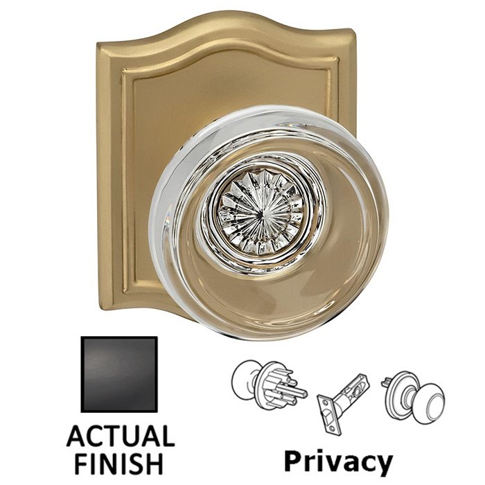 Omnia Hardware Privacy Traditional Glass Knob With Arched Rose in Oil Rubbed Bronze Lacquered