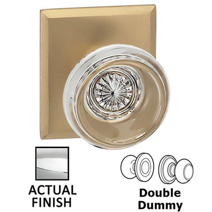 Omnia Hardware Double Dummy Traditional Glass Knob With Rectangular Rose in Polished Chrome