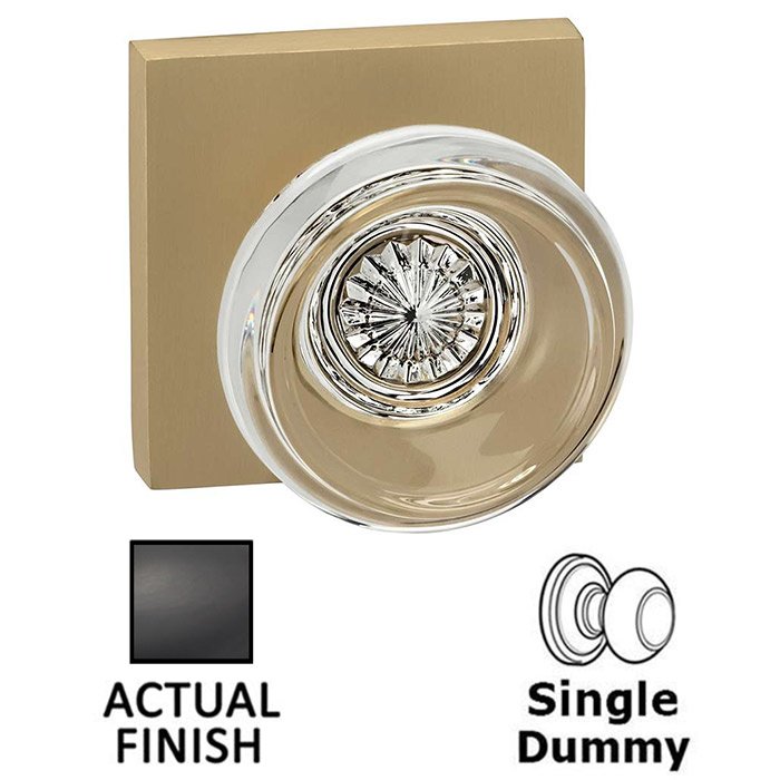 Omnia Hardware Single Dummy Traditional Glass Knob With Square Rose in Oil Rubbed Bronze Lacquered