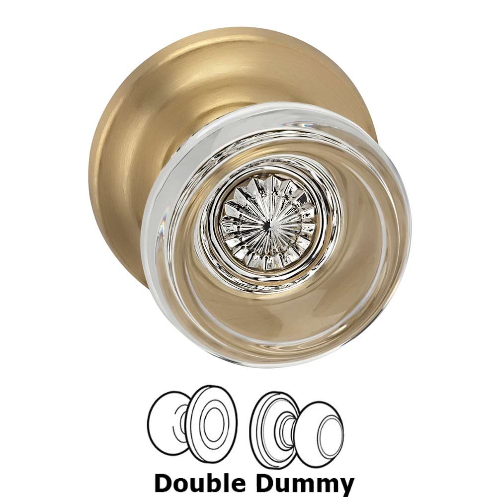 Omnia Hardware Double Dummy Traditional Glass Knob With Traditional Rose in Satin Brass Lacquered