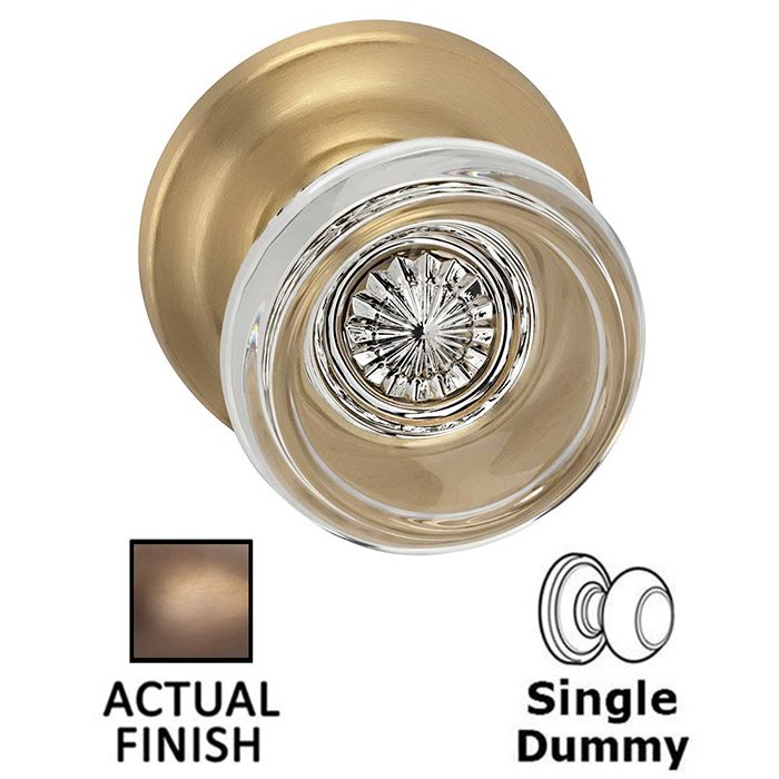 Omnia Hardware Single Dummy Traditional Glass Knob With Traditional Rose in Antique Brass Lacquered