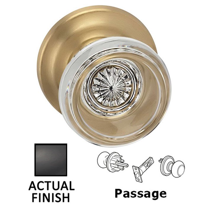 Omnia Hardware Passage Traditional Glass Knob With Traditional Rose in Oil Rubbed Bronze Lacquered