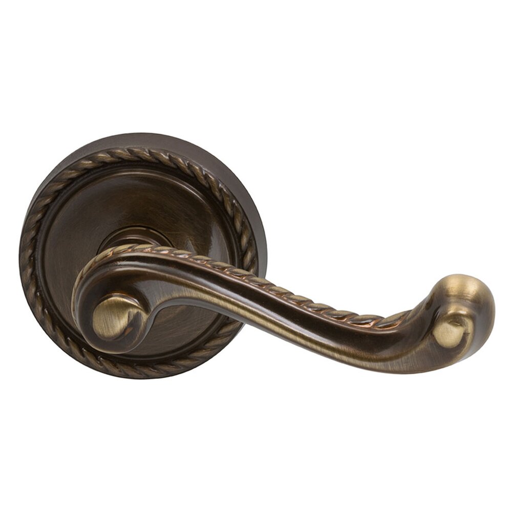 Omnia Hardware Passage Rope Right Handed Lever with Rope Rosette in Shaded Bronze Lacquered