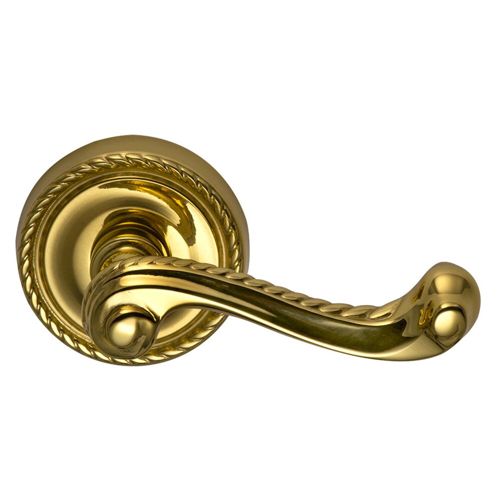 Omnia Hardware Double Dummy Rope Right Handed Lever with Rope Rosette in Polished Brass Lacquered