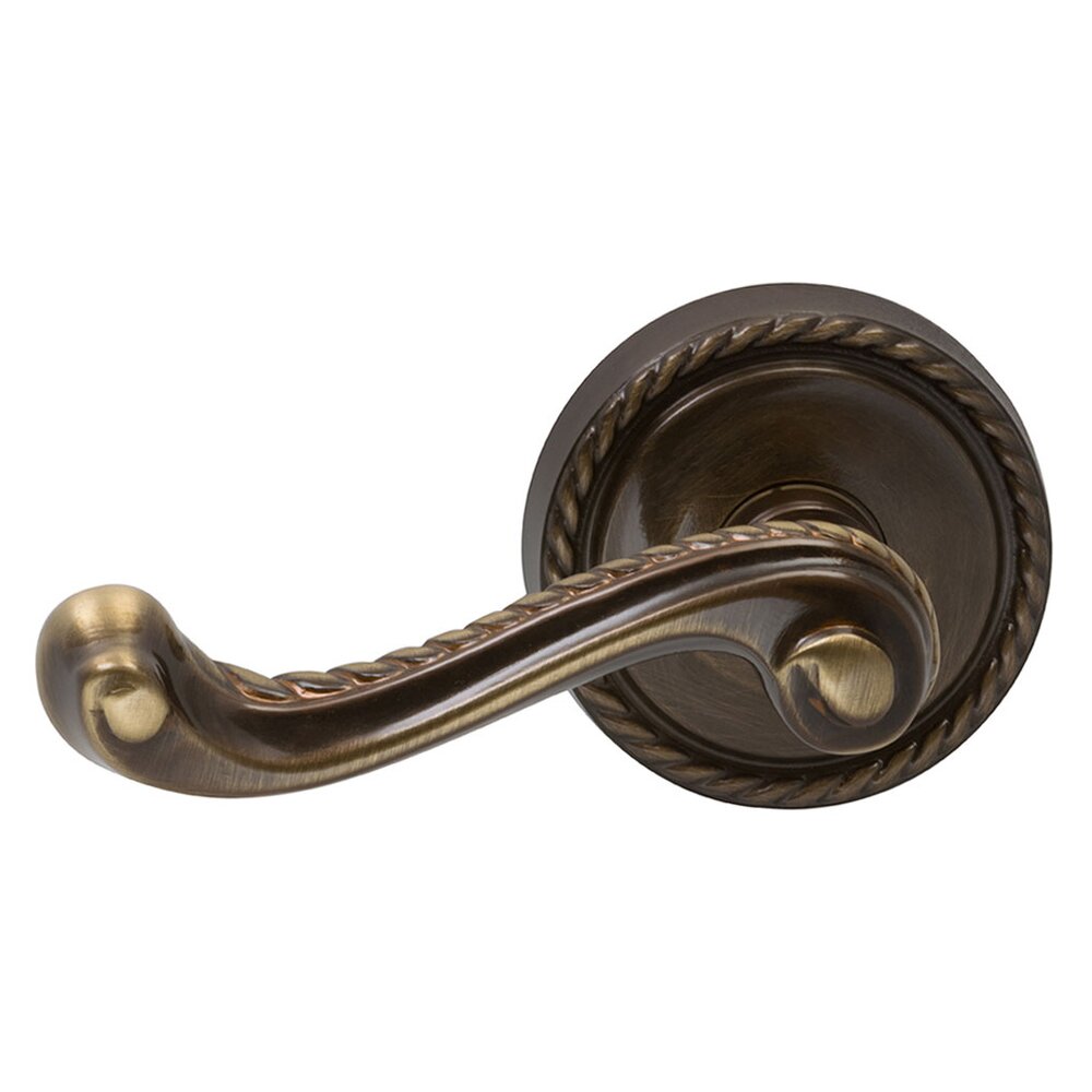 Omnia Hardware Privacy Rope Left Handed Lever with Rope Rosette in Shaded Bronze Lacquered