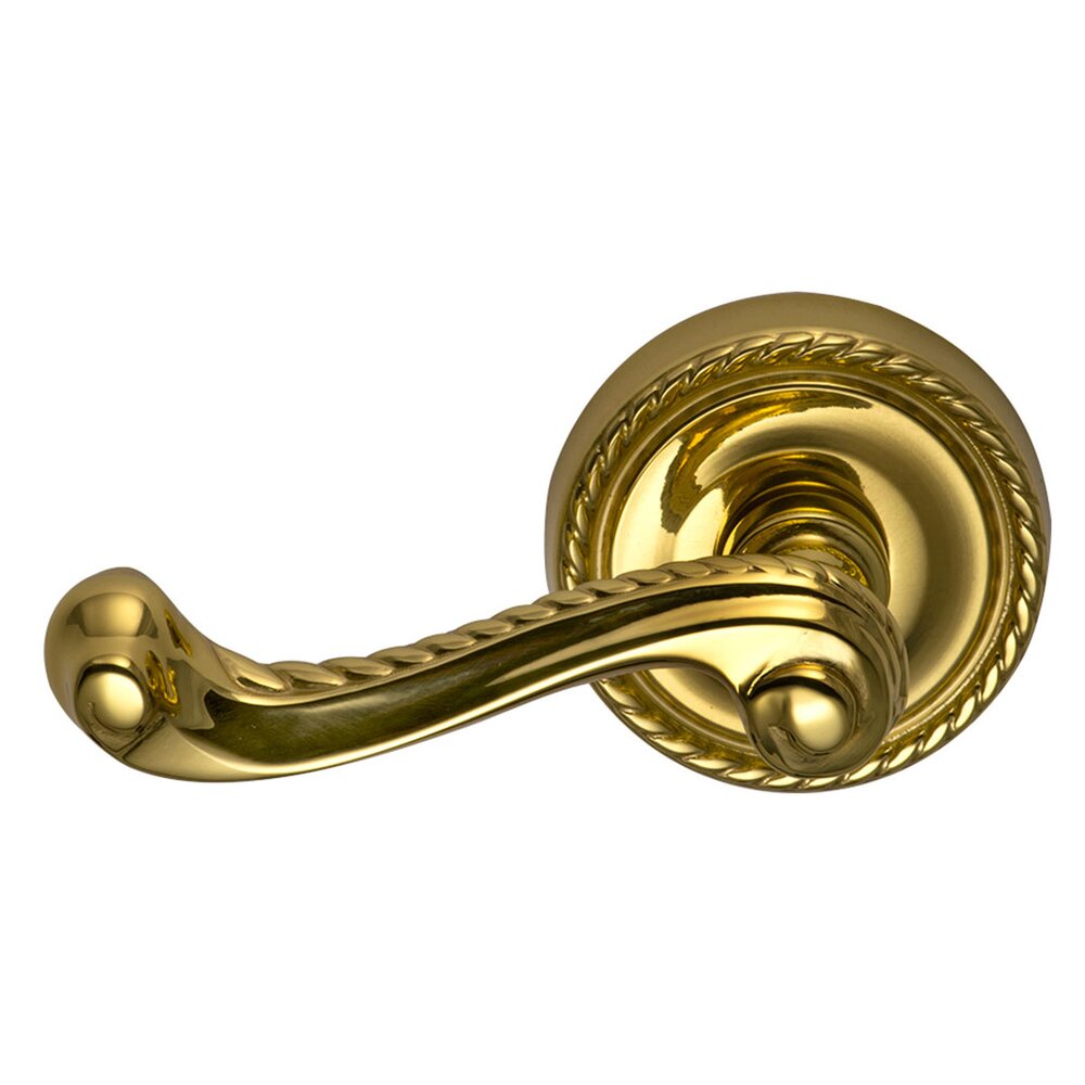 Omnia Hardware Single Dummy Rope Left Handed Lever with Rope Rosette in Polished Brass Lacquered