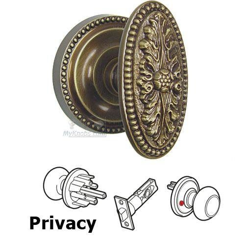 Omnia Hardware Privacy Latchset Ornate Oval Knob with Beaded Rosette in Shaded Bronze Lacquered