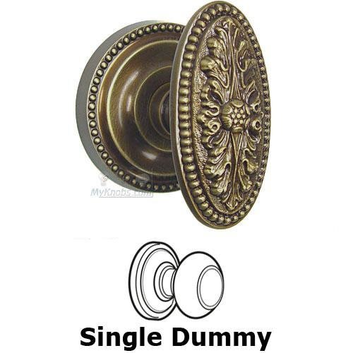 Omnia Hardware Single Dummy Ornate Oval Knob with Beaded Rosette in Shaded Bronze Lacquered