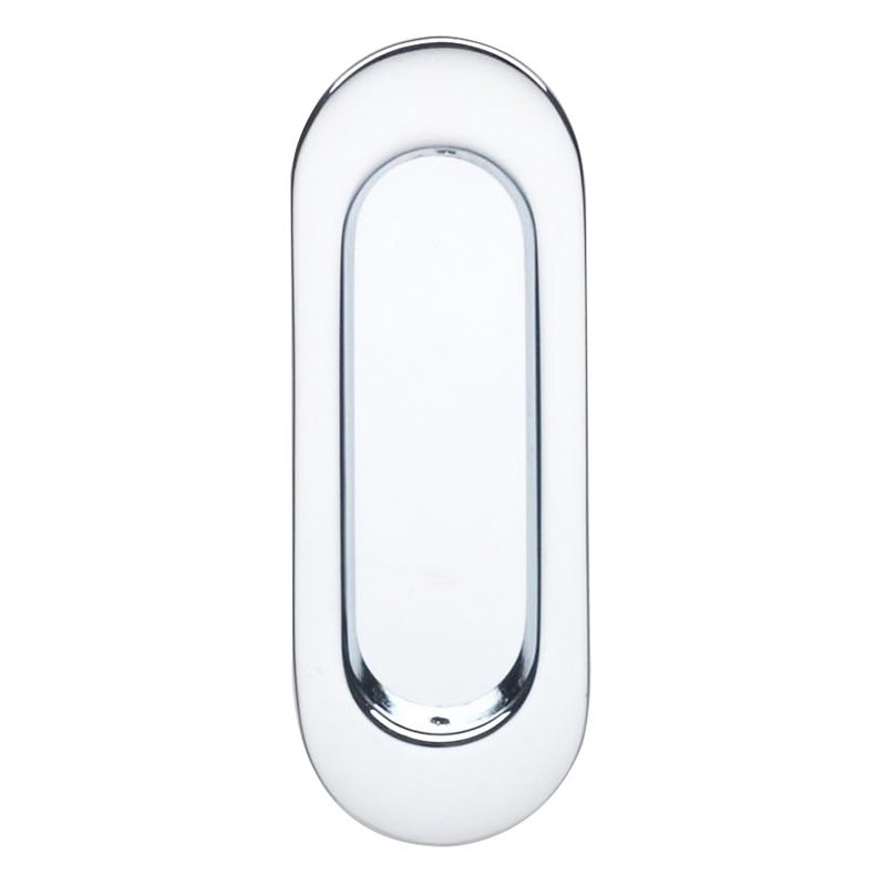 Omnia Hardware 4 3/8" (111mm) Oval Modern Recessed Pull in Polished Chrome