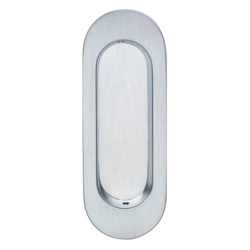 Omnia Hardware 4 3/8" (111mm) Oval Modern Recessed Pull in Satin Chrome