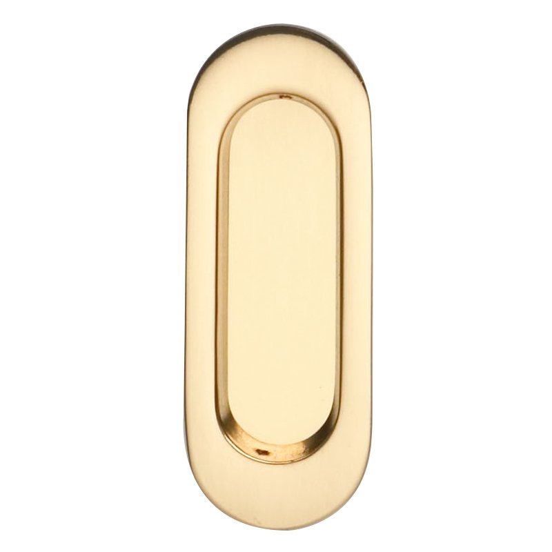 Omnia Hardware 4 3/8" (111mm) Oval Modern Recessed Pull in Polished Brass Lacquered