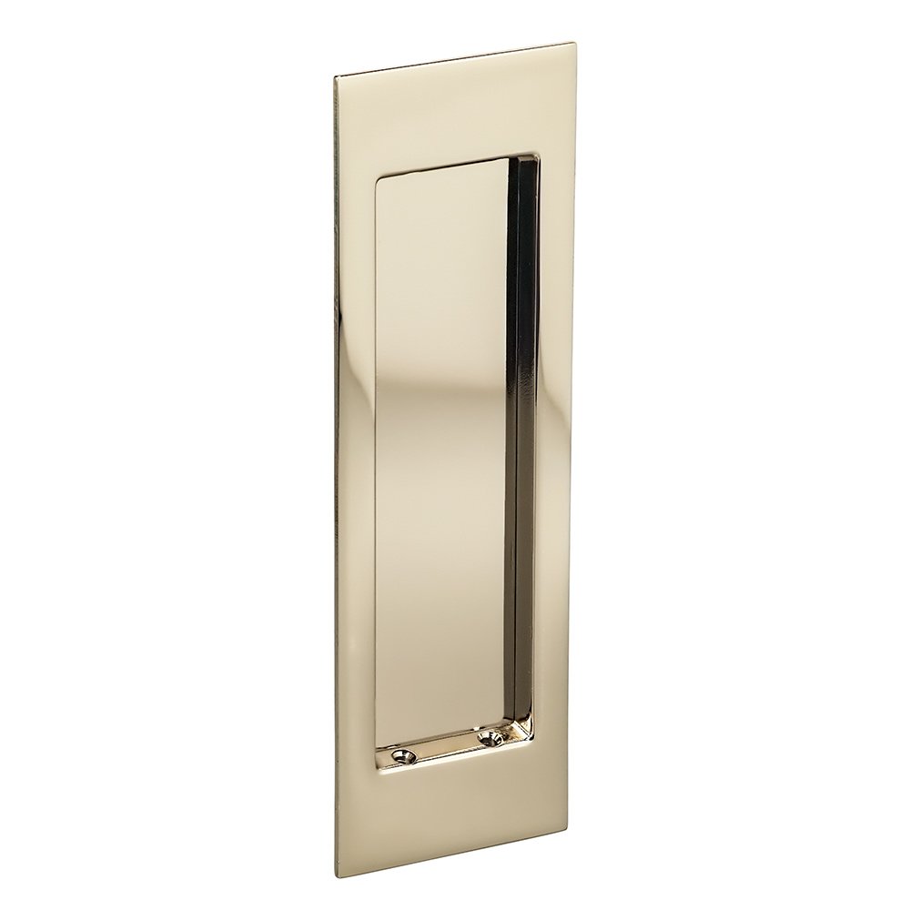 Omnia Hardware Large Modern Rectangle Flush Pull in Polished Polished Nickel Lacquered