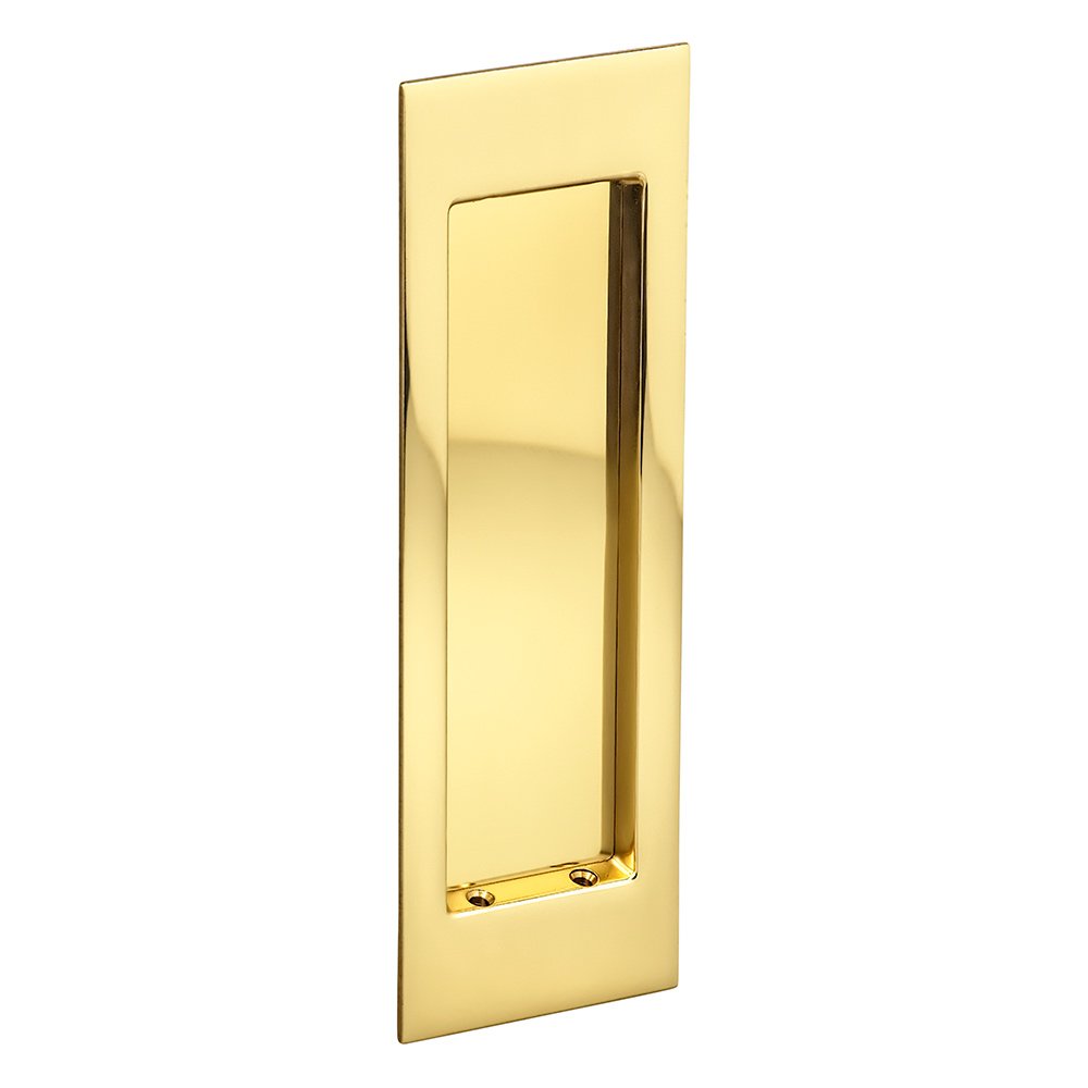 Omnia Hardware Large Modern Rectangle Flush Pull in Polished Brass Lacquered