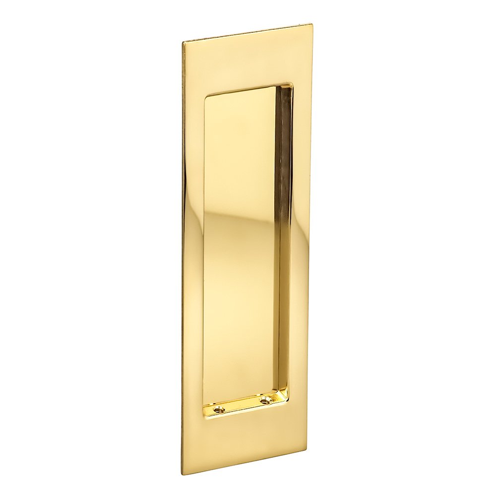 Omnia Hardware Large Modern Rectangle Flush Pull in Polished Brass Unlacquered