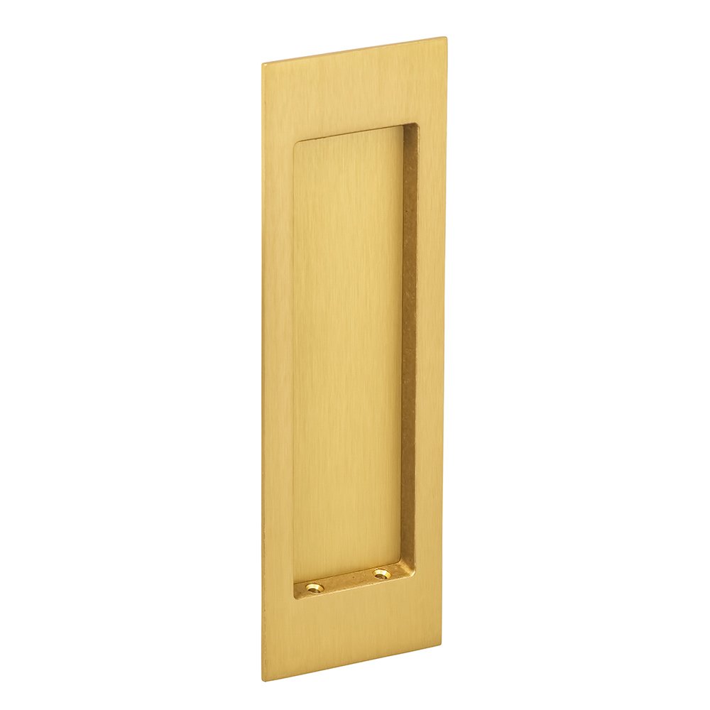 Omnia Hardware Large Modern Rectangle Flush Pull in Satin Brass Lacquered